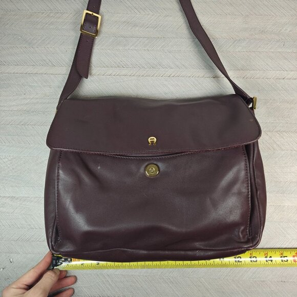 Vintage Etienne Aigner Oxblood Leather Shoulder Bag Organizer Compartments - Picture 14 of 14